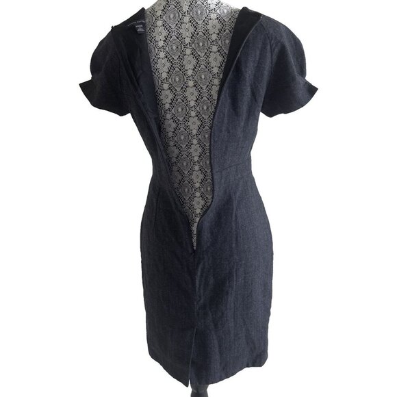 Banana Republic Wool Grey sheath Dress in Size 4, Stretch, v neck, cap sleeve - Picture 8 of 12